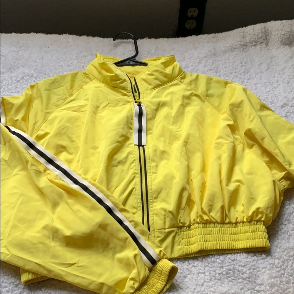 Yellow crop top windbreaker